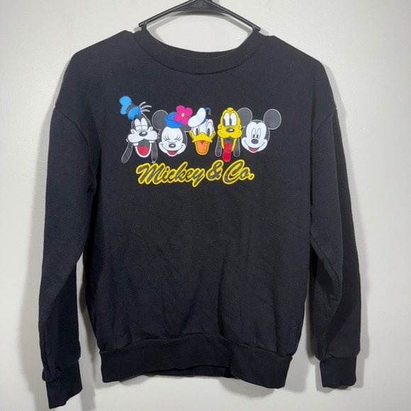 Disney Tops - Vintage Inspired Disney Mickey and Co‎ Black Sweatshirt XS Goofy Donald Pluto